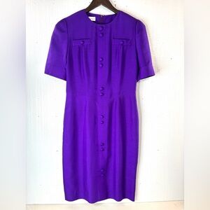 Anne Crimmins for UMI Collection 8 Silk Faux Shirt Dress in Purple